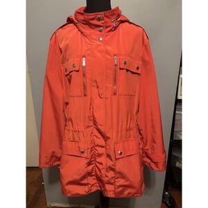 Michael Kors Women's Orange Silky Satin Light Utility Jacket Size 2X Preppy
